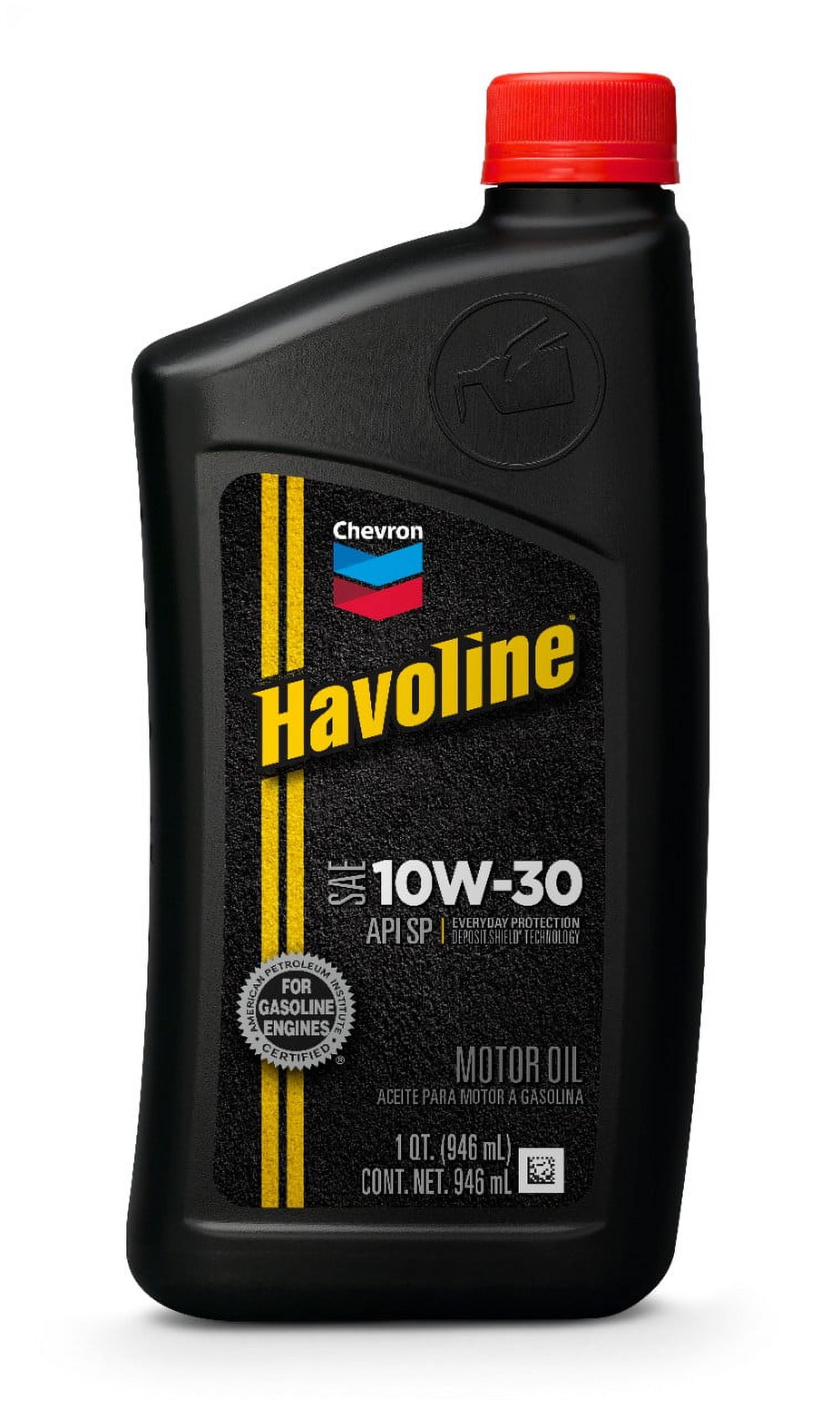 (3 pack) Chevron Havoline Conventional Motor Oil 10W-30, 1 Quart Bottle