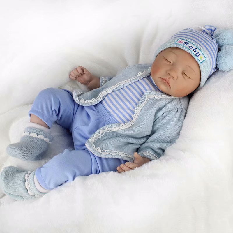 Boy Doll Baby Lifelike 22/" Handmade Newborn Reborn Vinyl Clothes Silicone Blue