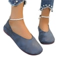 thumbnail image 6 of HTHLVMD Closed Toe Slip-On Shoes, Comfortable Everyday Footwear, Flat Shoes for Women Slip On Comfortable Walking Ballerina Shoes Ladies Cute Ballet Flats Pumps Low Wedge Dolly Shoes, Navy 8, 6 of 7