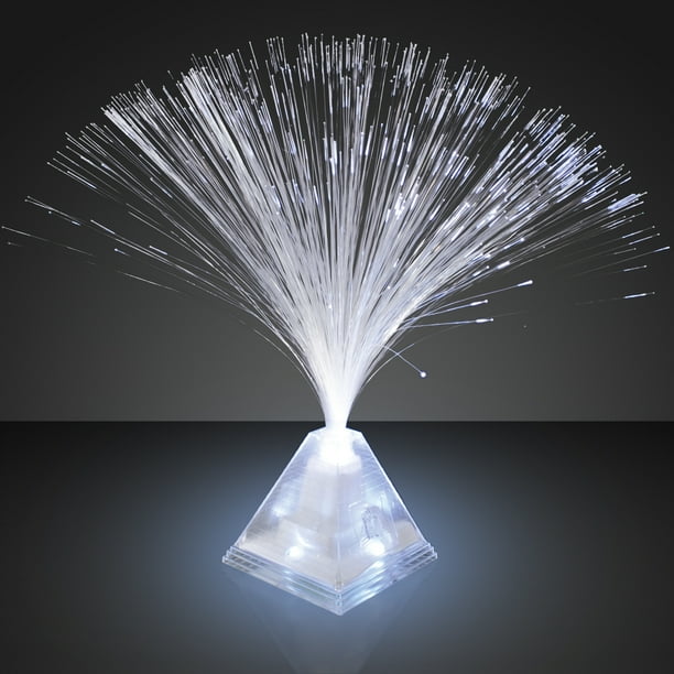 FlashingBlinkyLights White LED Fiber Optic Pyramid Centerpiece in