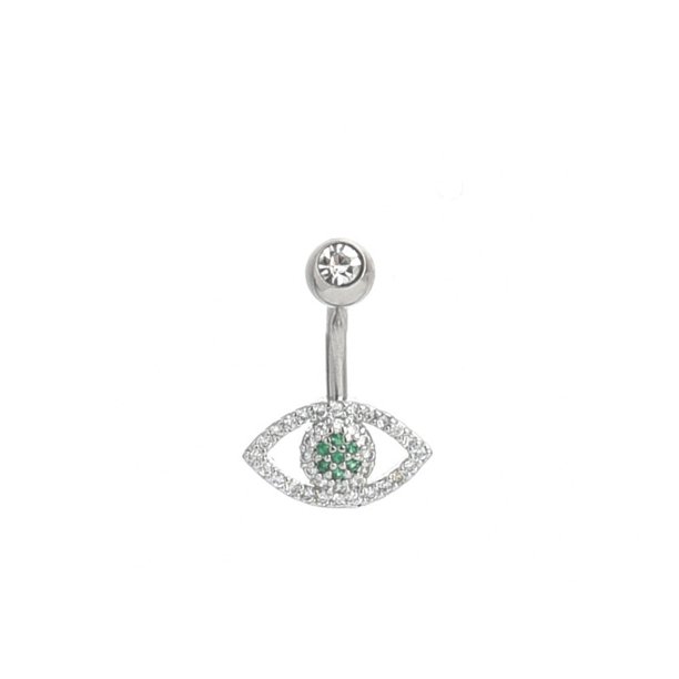 Anillo de ombligo de acero inoxidable quirúrgico de moda de circón, colgante de estilo de letra de ojo, anillos de ombligo, Piercing, joyería para el cuerpo Gao Jinjia LED
