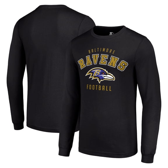 Men's Starter Black Baltimore Ravens Long Sleeve T-Shirt