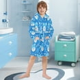 thumbnail image 5 of FORMRS Niños Bathrobe Unisex Hooded Robe Soft Plush Pajamas Sleepwear, Size 4-6T, Blue Bears, 5 of 7