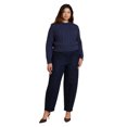 thumbnail image 3 of ELOQUII Women's Plus Size Cableknit Sweater With Wide Collar, 3 of 3