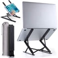 thumbnail image 1 of HOMELUX THEORY Support Portable pour Ordinateur Portable, Support Réglable pour Ordinateur Portable, Rehausseur en Aluminium pour Bureau, Support Pliable pour Ordinateur Portable de Voyage, Support pour MacBook Pro Air Ou Tout Appareil de 15,6 Pouces (Noir), 1 of 8