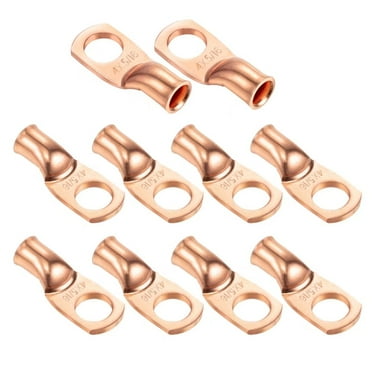 Ampper Cosses de Fil de Cuivre Robustes, Œillets UL, Connecteurs de Terminal en Cuivre pour Câbles de Batterie et Plus (4 Awg, Anneau 5/16 Pouces, 10 Pcs)