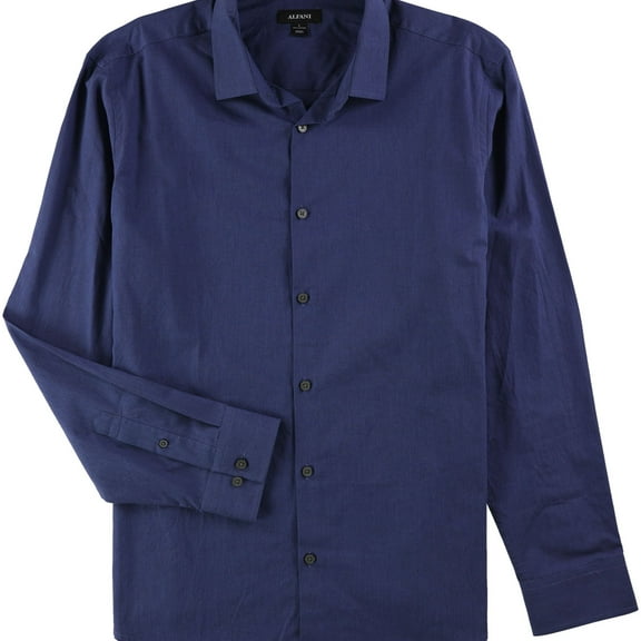 Alfani Mens Eco Fresh Button Up Shirt, Blue, Small