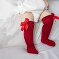 thumbnail image 2 of Chaussettes Hautes Rouges avec Nœud Papillon, Bas de Noël pour Filles, Nourrissons, Tout-Petits, Coton Doux, Enfants, Chaussettes Antidérapantes, Cadeau pour Bébé, Noir 0-2 Ans (S), 2 of 6