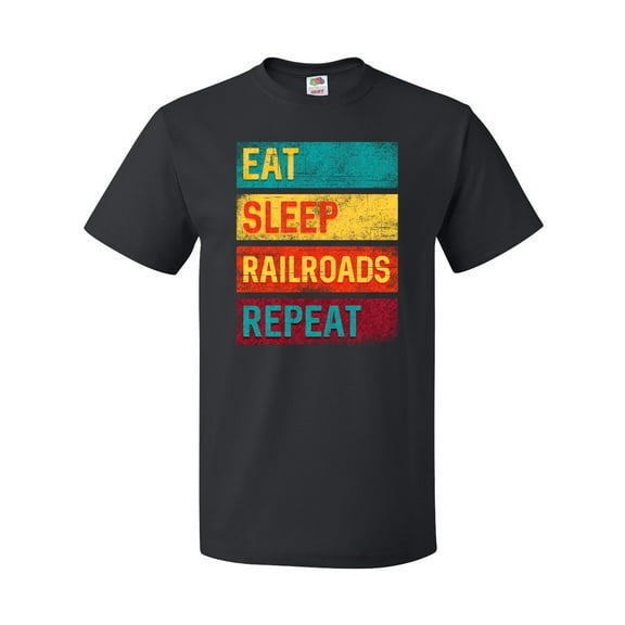 Inktastic Railroading Train Lover Eat Sleep Railroads Repeat T-Shirt
