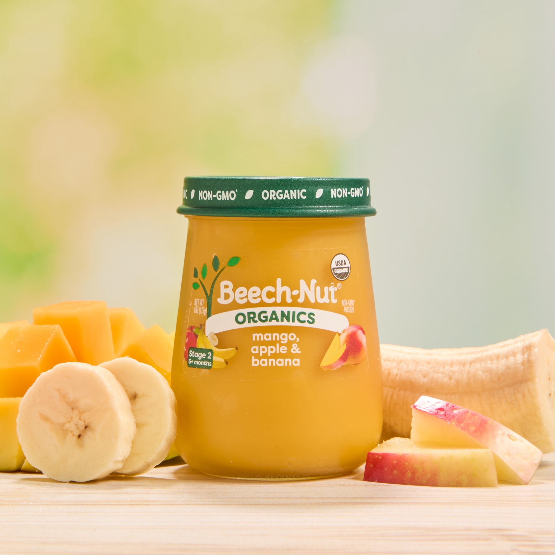 (10 pack) Beech-Nut Organics Stage 2 Organic Mango Apple & Banana Baby Food, 4 oz Jar