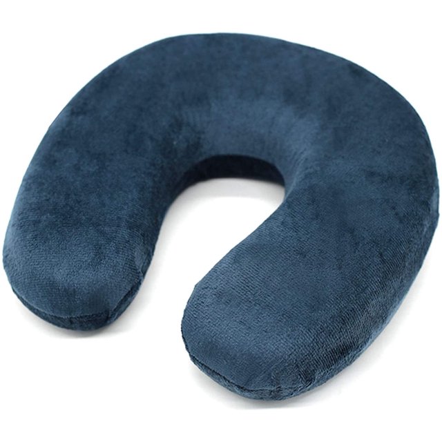Almohada de viaje, almohada de viaje para reposacabezas de avión, almohada de cuello con memoria, para avión, tren, coche, oficina (azul marino)