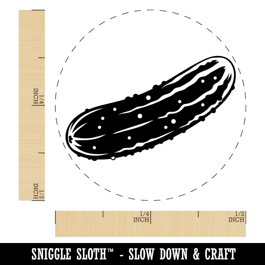 Dill Pickle Cucumber Self-Inking Rubber Stamp Ink Stamper - Brown Ink - Mini 1/2 Inch