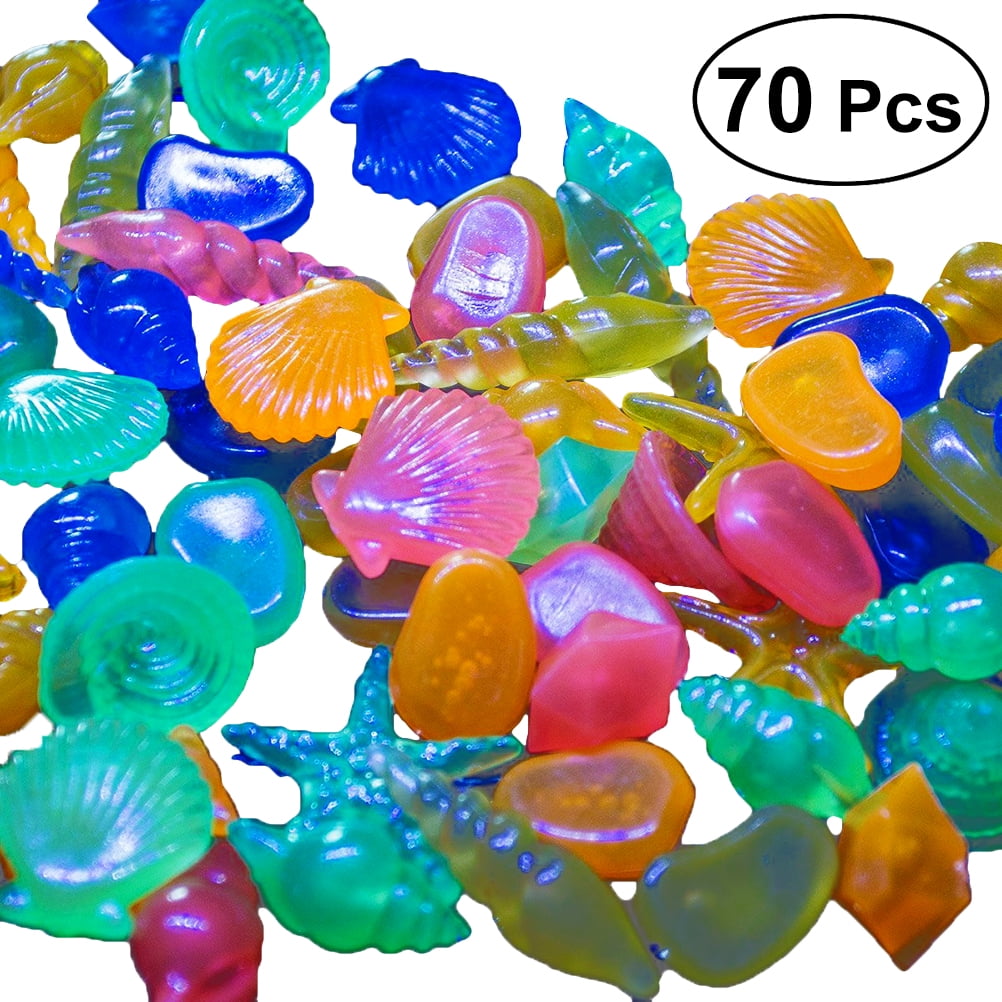 70pcs Glow in the Dark Pebbles Colorful Aquarium Decorative Rocks Luminous Gravels for Garden Yard Fish Tank Fish Bowl Vase Handmade Crafts Decoration