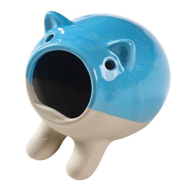 Bonita jaula de hámster de cerámica, cueva de escondite, cama de nido para cerdo azul Yuyangstore casas de hámster