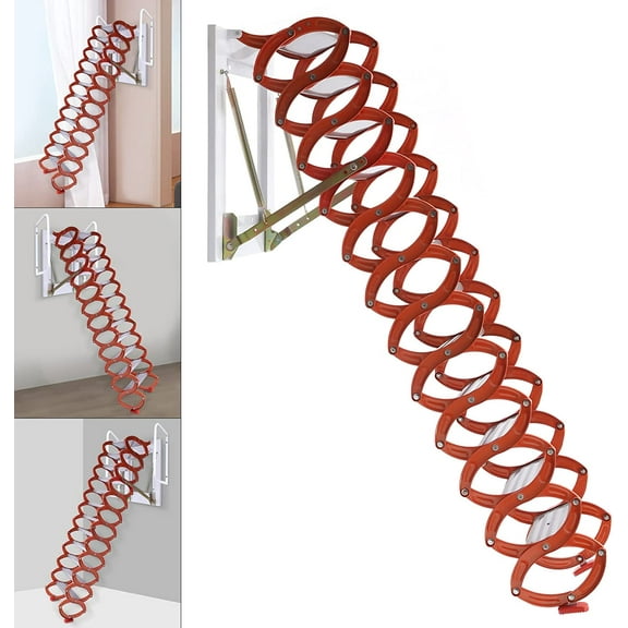 Orange Attic Pull Down Ceiling Stairs Retractable Attic Folding Extension Ladder 31.5'' * 35.43''