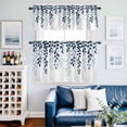 thumbnail image 2 of Plants Blue Kitchen Curtains Valances and Tiers Set of 3 Leaves Farmhouse Style Gradient Tier Curtains and Valance with Rod Pocket for Small Windows, 27.5"x24", 2 of 9