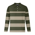 thumbnail image 4 of Fnnxeal Men’s Medium Army Green Long Sleeve Striped Polo Shirt - Stretch, Wrinkle Resistant, Classic Collar for Casual, Office & Golf Wear, 4 of 5