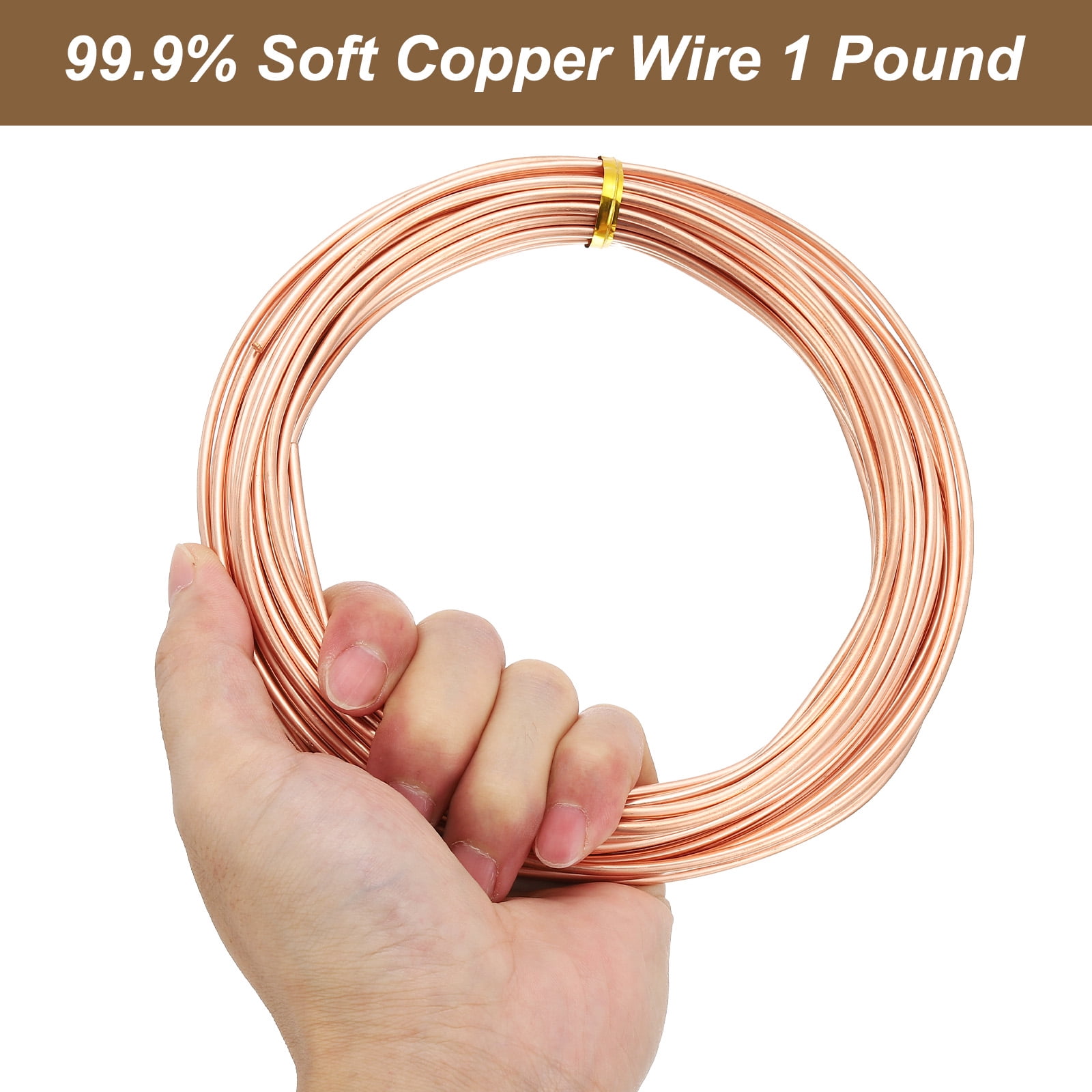 Uxcell 99.9% Soft Copper Wire, 9 Gauge/3 mm Diameter 24 Feet/7.3 m 1 Pound