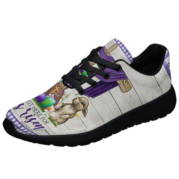 EaStr Jesus Rabbit He Is Not Here For He Is Risen Shoes Sneakers Black Size 3.5