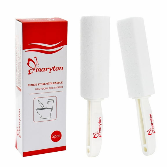 Maryton Pumice Cleaning Stone with Handle for Toilet/Kitchen/Household Cleaning/Feet Care Pack of 2 (White)