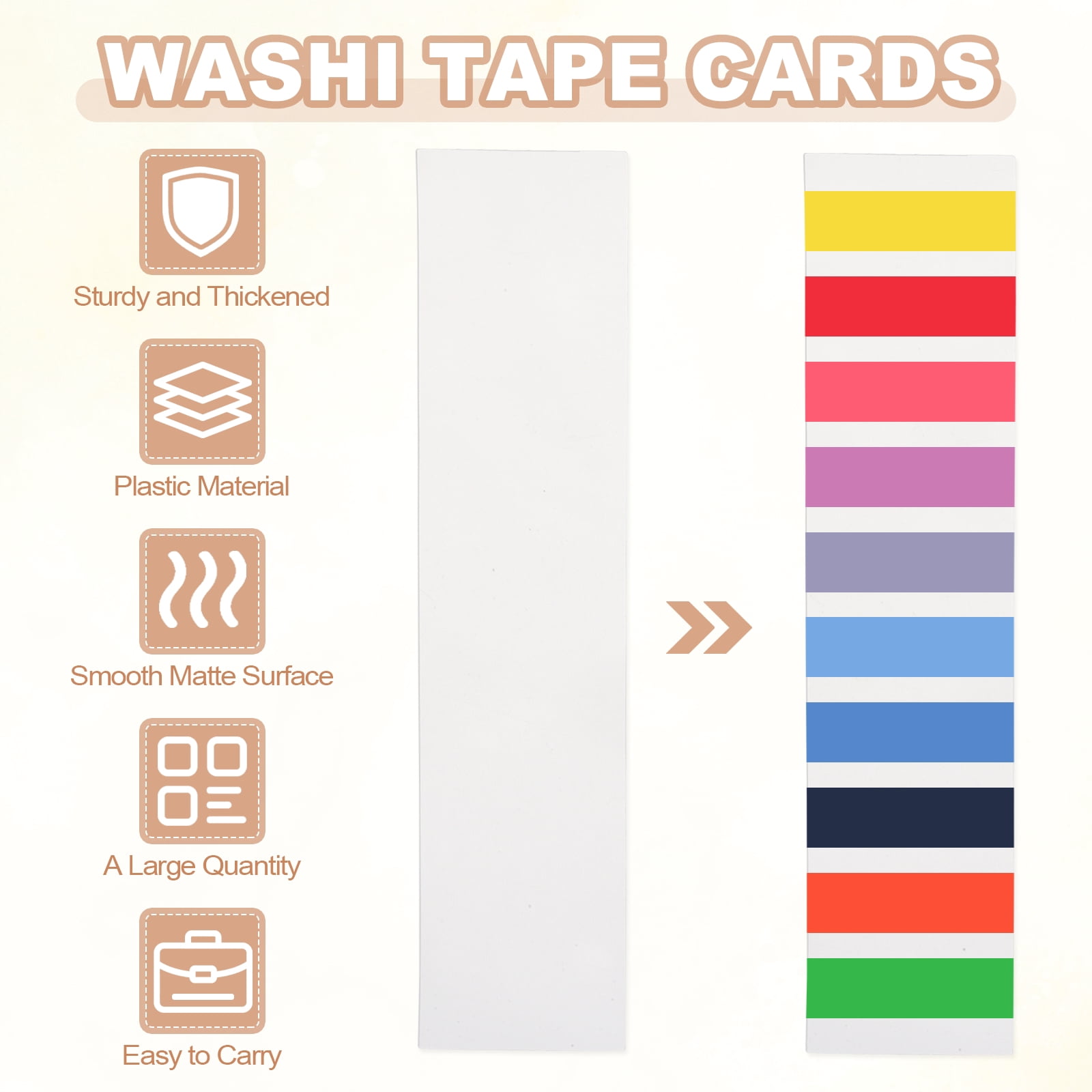 80Pcs Washi Tape Cards, 7.9 x 2 Inch Washi Tape Boards Storage Organizer Sample Board for Scrapbooking Travel Journal Home Office Supplies DIY Crafts, Blank