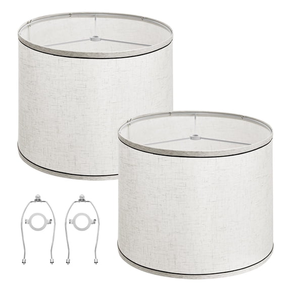 2-Pack Black Trim Linen Lamp Shades,11x13x10"es,Spider Fitter for Table&Floor Lamps,Medium Replacement Lampshade Set