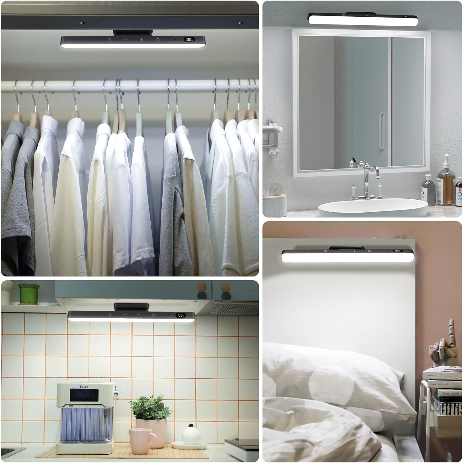 5W Mirror Lights with Remote Control,3 Colors Adjustable Makeup Light with 120 LED,2500mAh Rechargeable Under Cabinet Lighting Wireless,Magnetic Stick on Touch Light for Closet,Bunk Bed