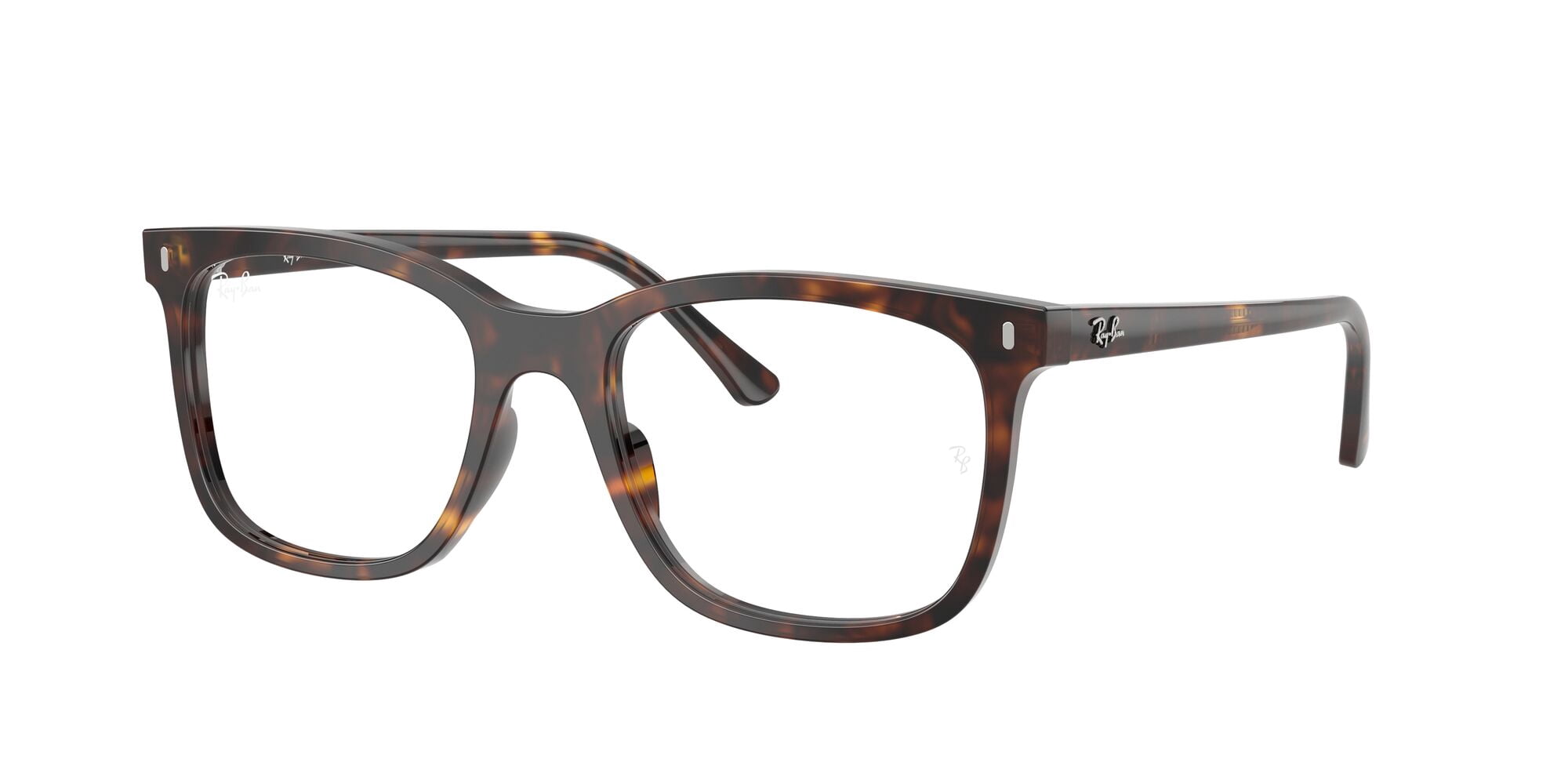 Ray-Ban Square Shaped Eye Glasses with Polished Havana Frames and Demo Lens, Size 51