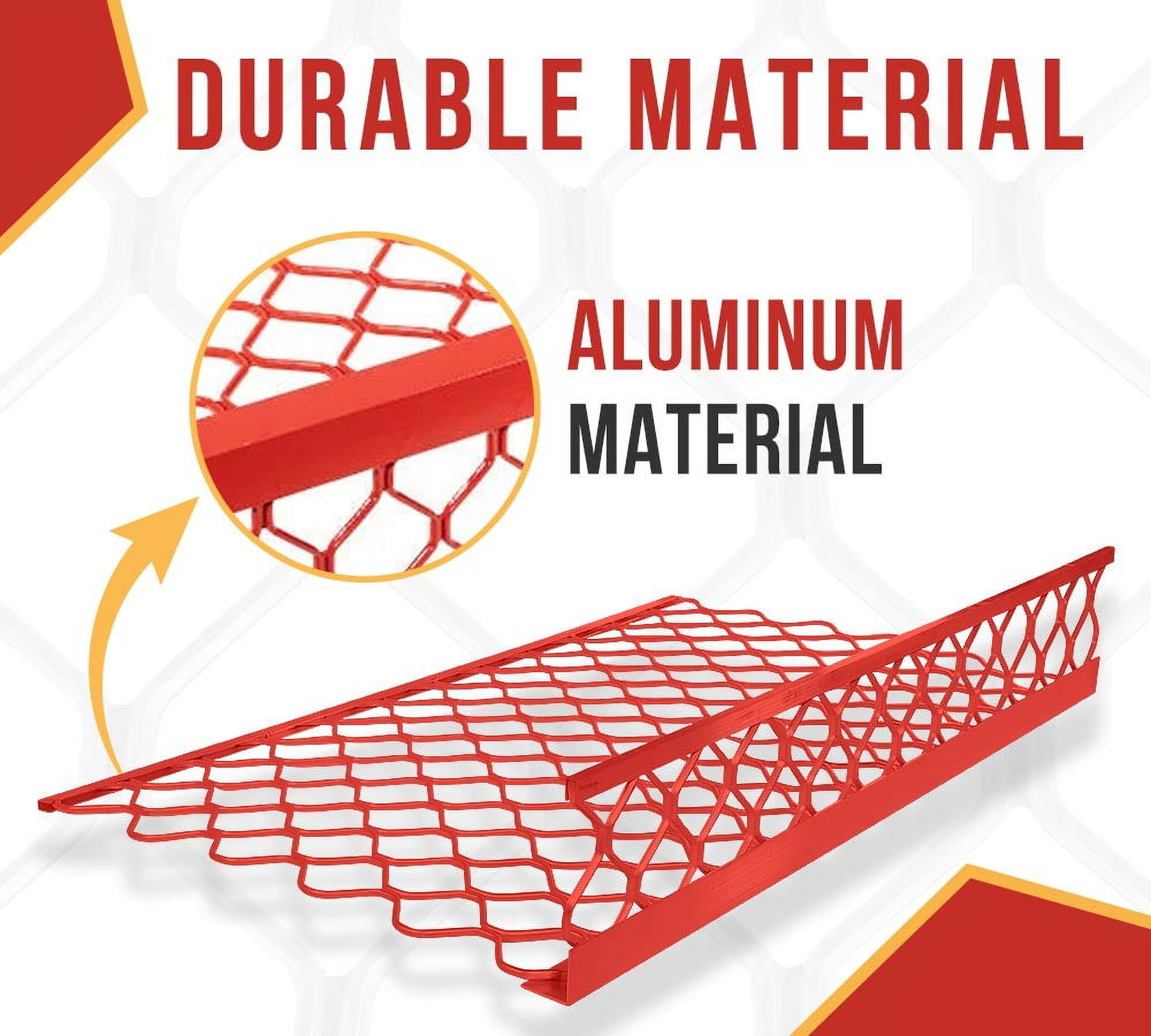 4 Pack 48"x30" (Drop) Red-Coated Aluminum Mesh Brick Guard Corner Protector - L Shape Mesh Edge Guard Corrosion Resistant