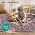 thumbnail image 4 of ODIKA 2'x3' Washable Throw Rug Non-Slip, Low Profile, Flatwoven, Easy Care Purple Vintage Plum Distressed Centerpiece Featuring Intricate Swirled for Hallway, Study Room, 4 of 7