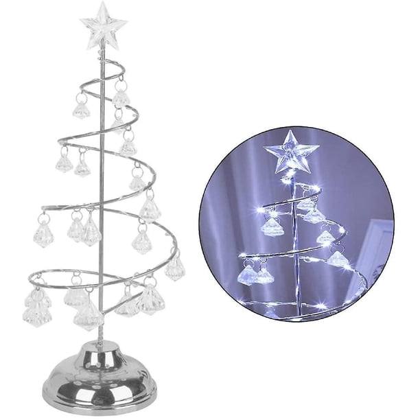 Lámpara de mesa Led en forma de árbol de Navidad de Metal, árbol de Navidad iluminado con luz nocturna colgante de cristal para dormitorio