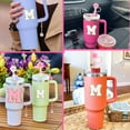 thumbnail image 7 of 10pcs Cups Accessories Set for Stanley 40 oz Cups,Flower Straw Cover for 10 mm Straws,Square And Round Silicone Spill Proof Stopper,Letter Charm,Sticker for Stanley Cup Decorations,Letter M, 7 of 7