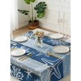 thumbnail image 3 of Navy Blue Coastal Beach Suqare Tablecloth - 60 x 60 Inch, Nautical Starfish Coral Vintage Wooden Waterproof & StainResistant Tablecloth, Washable Oil-proof Table Cover for Dining/Party/Wedding/Buffet, 3 of 9