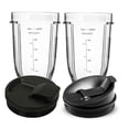thumbnail image 1 of for Nutri Ninja 18 Oz Cup with 2 Sealing Caps, Suitable for 900W/1000W NINJA Juicer Series Blender (2 Pack),2 * 18OZ juice cup 1 * Flat cover 1 * flip,black & transparent, 1 of 8