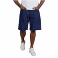 thumbnail image 5 of TKKCS Mens Denim Shorts- Casual Classic Straight Leg Relaxed Fit Flat Front Jean Shorts With Multi Pockets Dark Blue Size 3XL, 5 of 6
