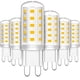 thumbnail image 1 of Paquete de 6 bombillas LED G9, equivalente a 3 W, lámpara halógena de 30 W, blanco cálido, 2700 K, 380 LM, sin parpadeo, CA/CC 220-240 V, para dormitorio, sala de estar, cocina y jardín., 1 of 5