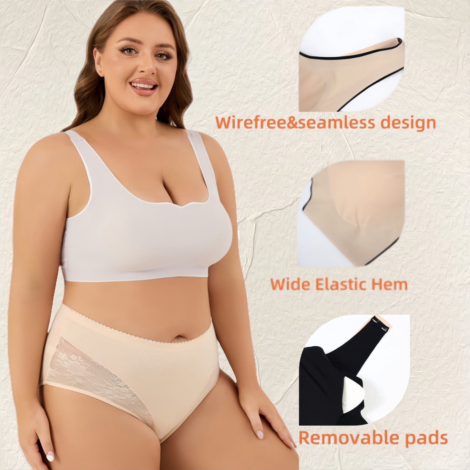 Women's Wire-Free Sleep Bra 3-Pack, U-Back, Super Stretchy for Night Comfort S-XL