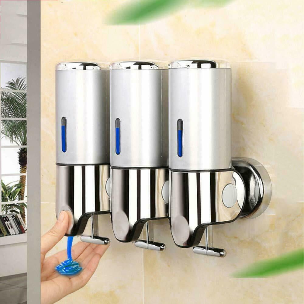 Shower 4 Chamber Dispenser Body Soap Shampoo Conditioner Storage Wall Mount New 