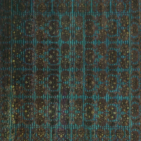 Ahgly Company Indoor Square Abstract Turquoise Blue Modern Area Rugs, 7' Square