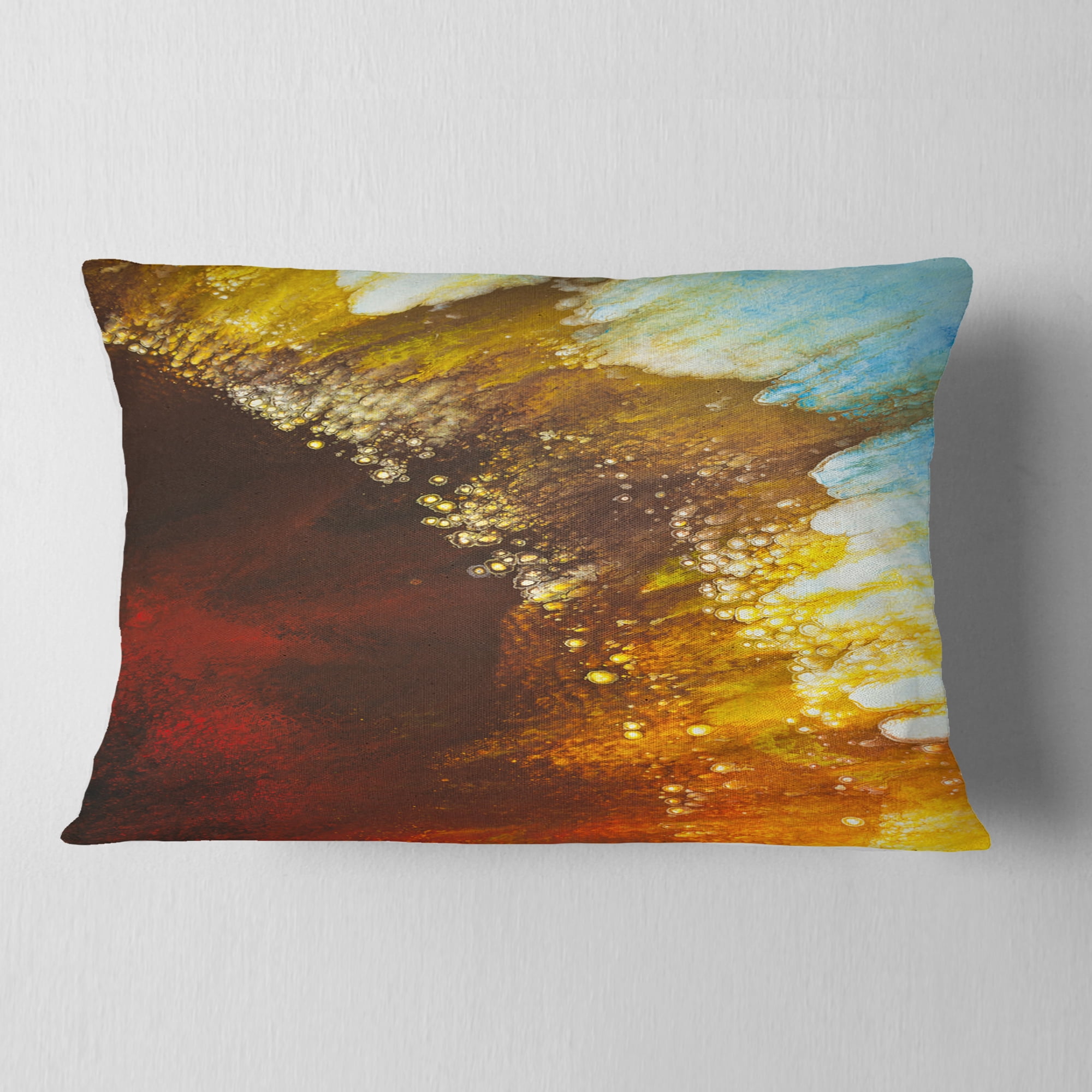Designart Blow of Brown - Abstract Throw Pillow - 12x20