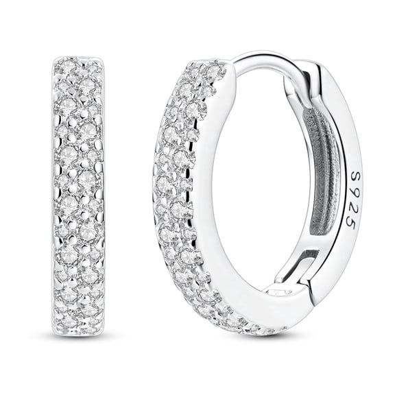 MULA Original 925 Sterling Silver Hoop Earrings Sparkling Fully Beaded AAA CZ for Women Jewelry Gift