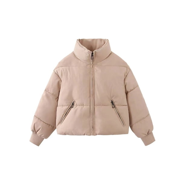 Chaqueta de plumón y algodón de moda para mujer, chaqueta holgada de cuello alto pequeño para estudiantes