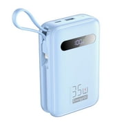 20,000mAh Power Bank, 35W PD 3.0+QC 4.0 Fast Charging Portable Charger with Built-in USB-C in&Out Cables, Blue