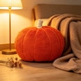 thumbnail image 4 of Pumpkin-Shaped Sofa Cushion for Fall and Holiday Home Decor - Soft Velour Pillow for Thanksgiving, Halloween, and Seasonal Interior Styling(Orange), 4 of 5