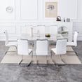 thumbnail image 3 of Sumdeal 71"Big Long Morden Faux Marble Dining Room Table Set for 8,Gray Dining Table Sets for 8,9 Piece Rectangle Dining Table Set &8 Pu Leather Upholstered Chairs Ideal (White, Set of 8), 3 of 10