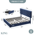 thumbnail image 2 of Upholstered Platform Bed Frame – Adjustable Headboard, 4 Storage Drawers, Diamond Button Tufted, Noise Reducing, Sturdy Linen Fabric – No Box Spring Needed, 2 of 8