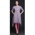 thumbnail image 5 of Bimba Pink Pecan Leaves Asymmetric Kurta Indian Tunic Tops For Women Printed Indian Clothing XSmall, 5 of 6