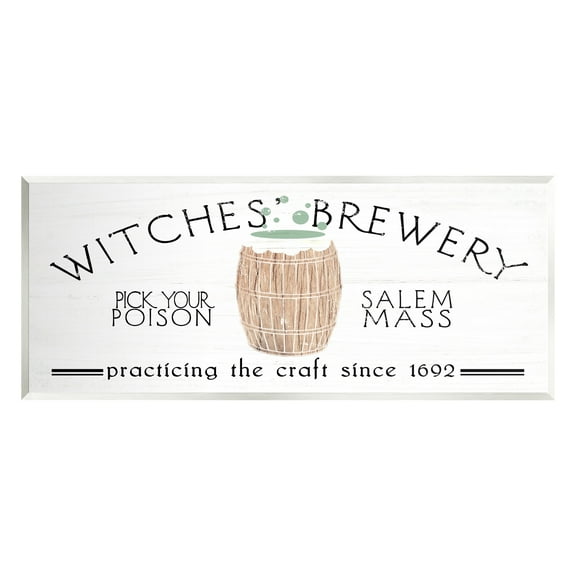 Stupell Industries Witches Brewery Seasonal Halloween Vintage Salem Sign Graphic Art Unframed Art Print Wall Art, Design by Daphne Polselli