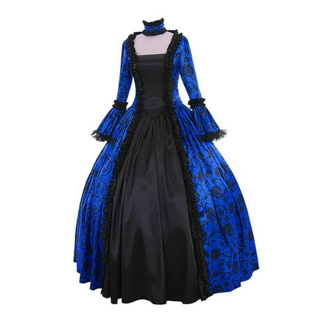

Print Dress Floral Women Gowns Winter Fall Retro Gothic Ball Gowns Women s Dress