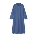 thumbnail image 4 of SZXZYGS Robes d'Été pour Femmes pour Vacances à l'Île pour Femme Grande Taille Style Unisexe à la Mode Manches Longues Col Rabattu devant Ouvert Robe Maxi en Denim 2024, 4 of 5